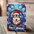 Alaskan Malamute in a Santa Hat Christmas Card
